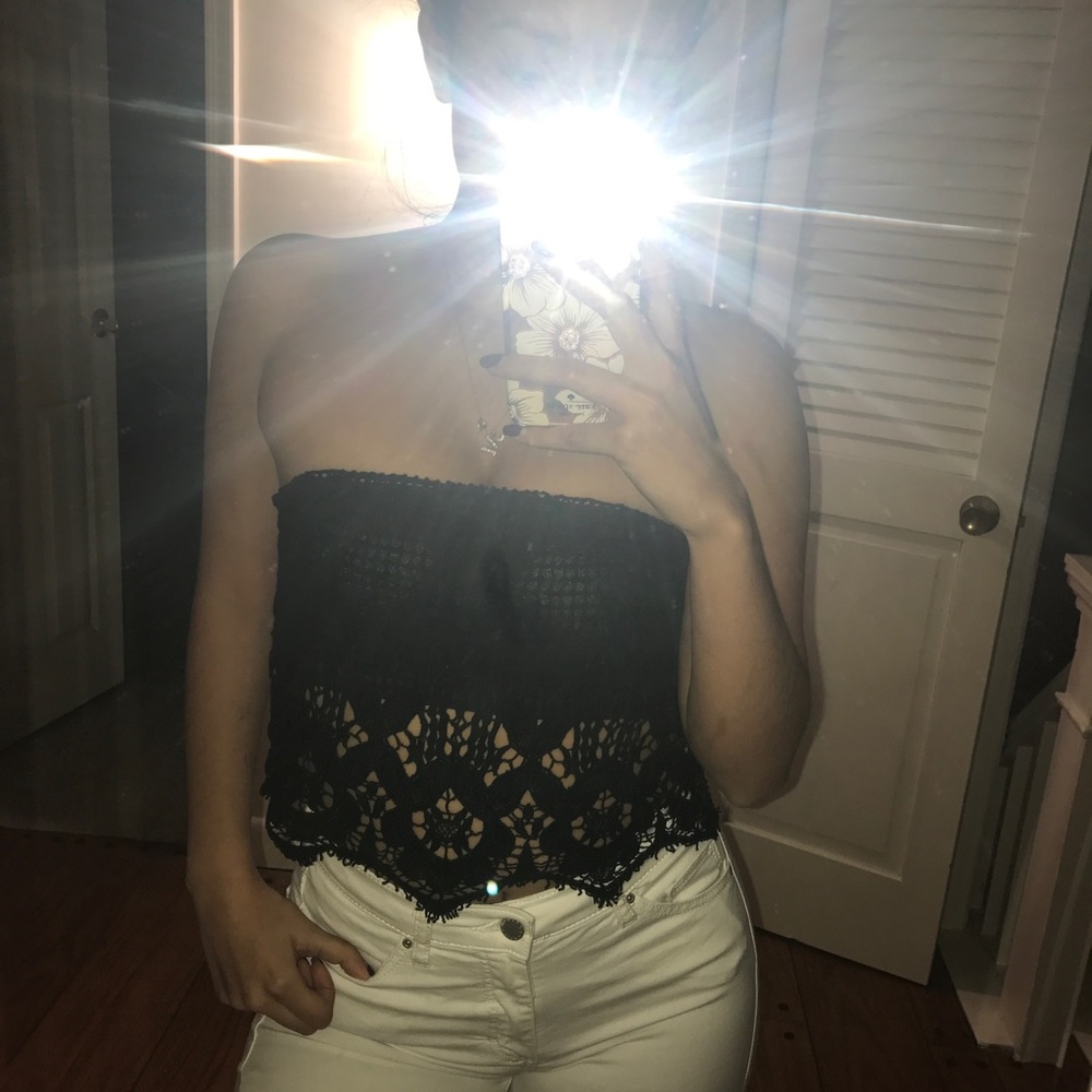 Black crochet tube top!